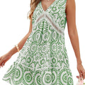 Printed V-Neck Sleeveless Mini Dress