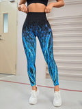 Seamless Printed High Waist Active Leggings Flame Blue