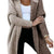 Two-Tone Open Front Knit Hooded Cardigan Camel