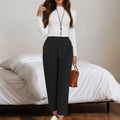 Corduroy Elastic Waist Cropped Pants