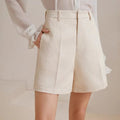 High-Waist Textured Shorts