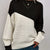 Color Block Ribbed Knit Sweater Black