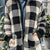Double Take Full Size Plaid Long Sleeve Hooded Coat Camel