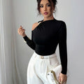 Cutout One-Shoulder Long Sleeve T-Shirt