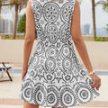 Printed V-Neck Sleeveless Mini Dress