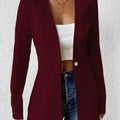 One Button Long Sleeve Blazer Burgundy