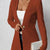Single-Button Long Sleeve Blazer Brown