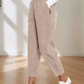 Corduroy Elastic Waist Cropped Pants