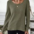 Ribbed Knit Long Sleeve T-Shirt