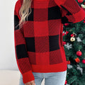 Christmas Plaid Long Sleeve Turtleneck Sweater