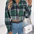Plaid Button Up Cropped Jacket