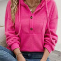 Button-Front Drawstring Hoodie