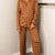 Polka Dot Button-Down Top and Pants Lounge Set Caramel