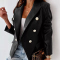 Lapel Collar Leather Blazer Black
