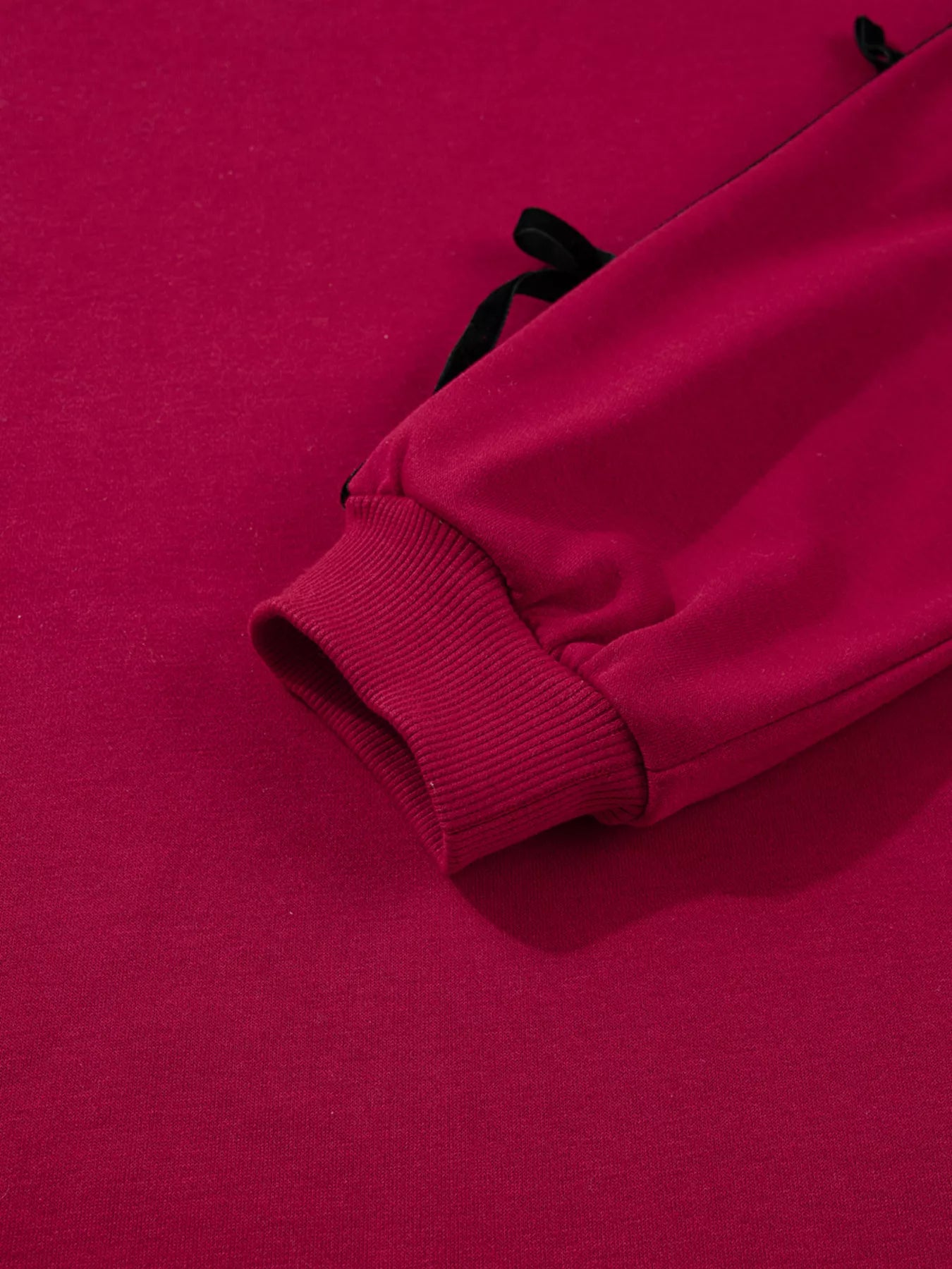 Contrast Striped Bow Detail Drop Shoulder Sweatshirt Dress with Pockets