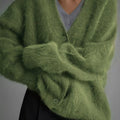 V-Neck Button-Down Cardigan Green