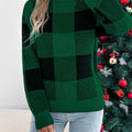Christmas Plaid Long Sleeve Turtleneck Sweater