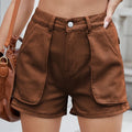 High Waist Utility Pocket Denim Shorts