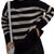 Side Slit Striped Oversized Knit Sweater Black