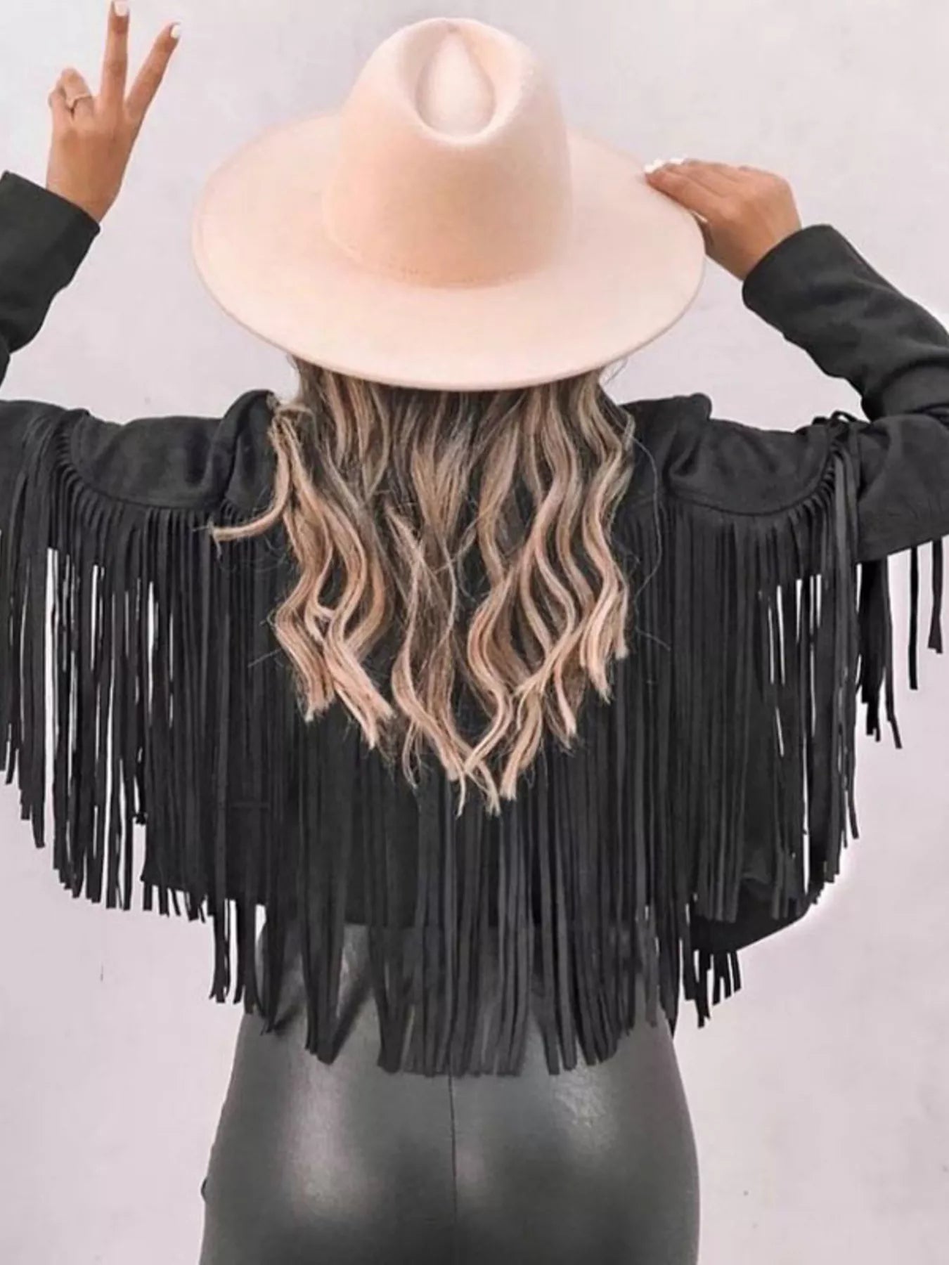 Fringe Open Front Cropped Jacket