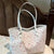 Printed Tote Shoulder Bag with Pouch White onesize