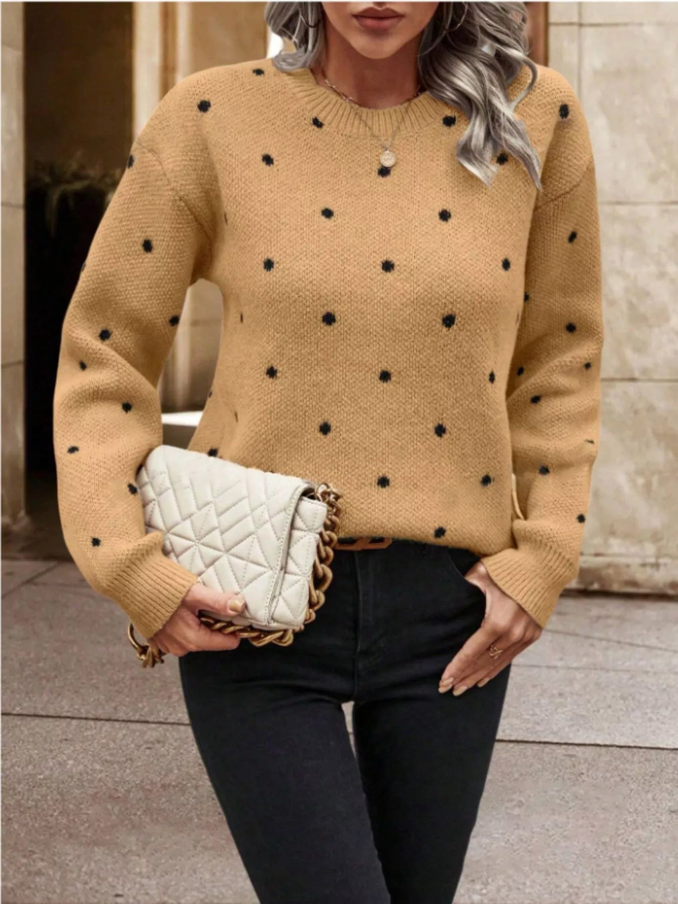Polka Dot Long Sleeve Sweater