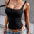 Solid Color Square Neck Tank Black