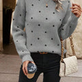 Polka Dot Round Neck Sweater Gray