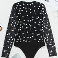 Heart Square Neck Long Sleeve Bodysuit