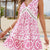 Printed V-Neck Sleeveless Mini Dress Hot Pink