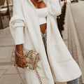 Full Size Hooded Knit Open Front Cardigan Plus Size White