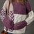 Color Block Patchwork Knotted Back Loose Fit Sweater Mauve