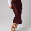 Slit Back Leather Skirt
