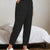 Corduroy Elastic Waist Cropped Pants Black