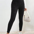 Ribbed High Waist Leggings Black