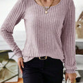 Ribbed Knit Long Sleeve T-Shirt