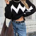 Zigzag Pattern Mock Neck Sweater