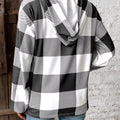 Casual Plaid Button Detail Hoodie