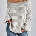 Striped Boat Neck Long Sleeve Sweater