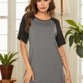 Round Neck Short Sleeve Contrast Lounge Dress