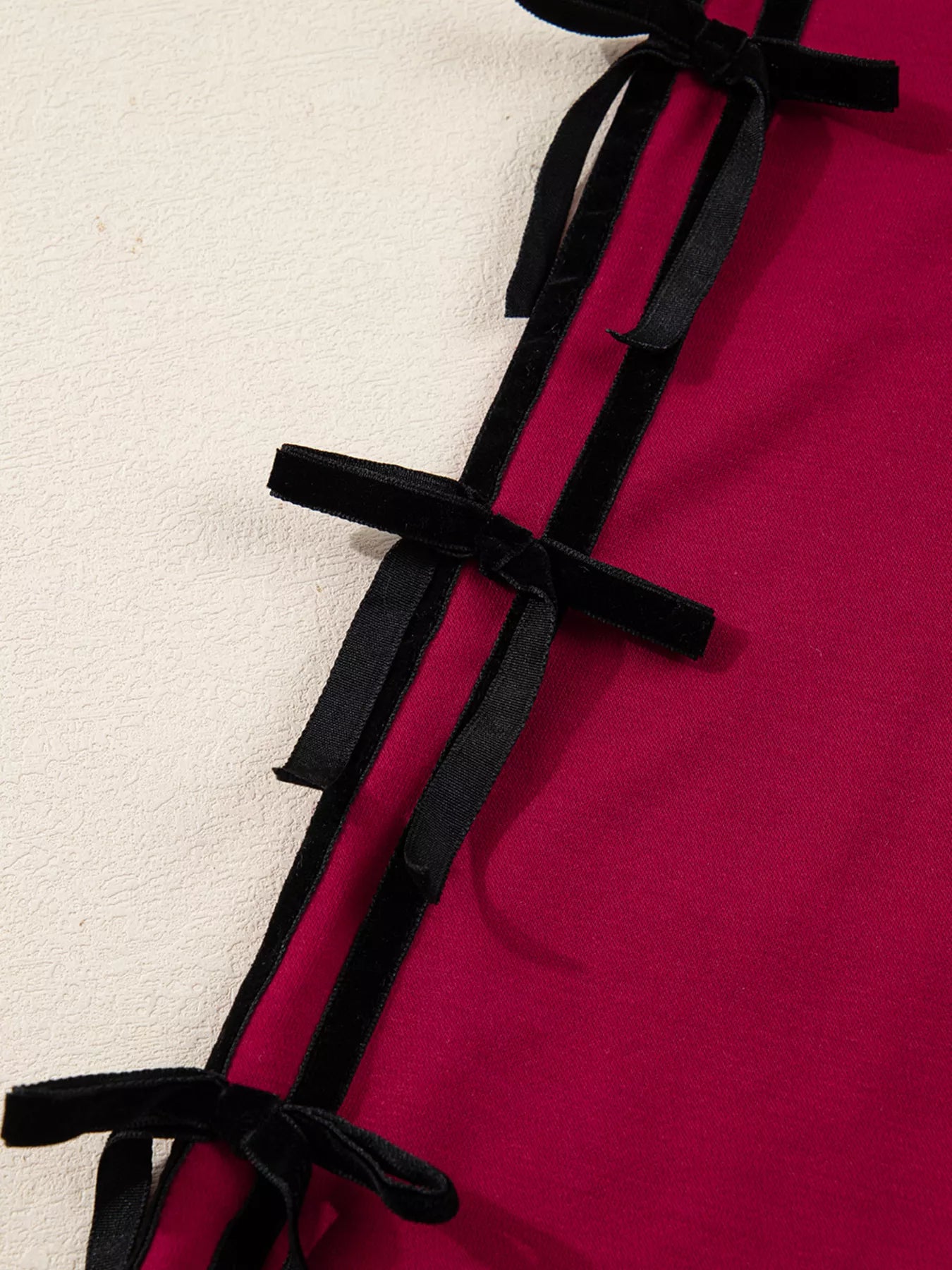 Contrast Striped Bow Detail Drop Shoulder Sweatshirt Dress with Pockets