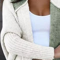 Two-Tone Open Front Knit Hooded Cardigan