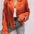 Fringe Open Front Cropped Jacket Orange