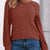 Ribbed Knit T-Shirt with Lace Shoulder Detail Brick Red
