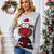 Reindeer Round Neck Long Sleeve Sweater Light Gray