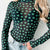 Lucky Clover Mock Neck Long Sleeve Bodysuit Dark Green