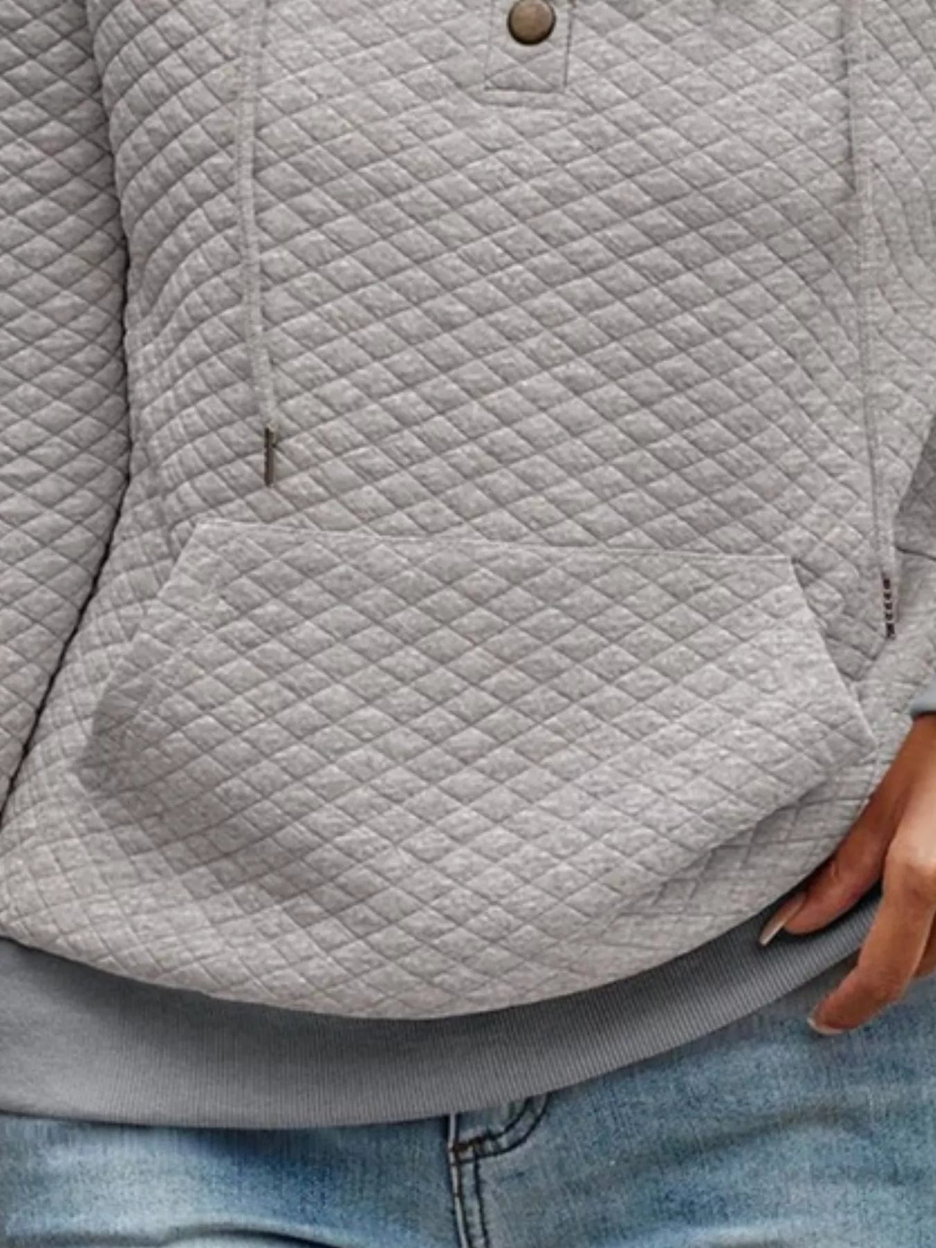 Drawstring Textured Dropped Shoulder Hoodie