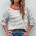 Striped Round Neck Drop Shoulder T-Shirt
