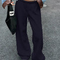 Wide Leg Drawstring Sweatpants Dark Navy