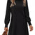 Ribbed Knit Puff Sleeve Casual Mini Dress Black